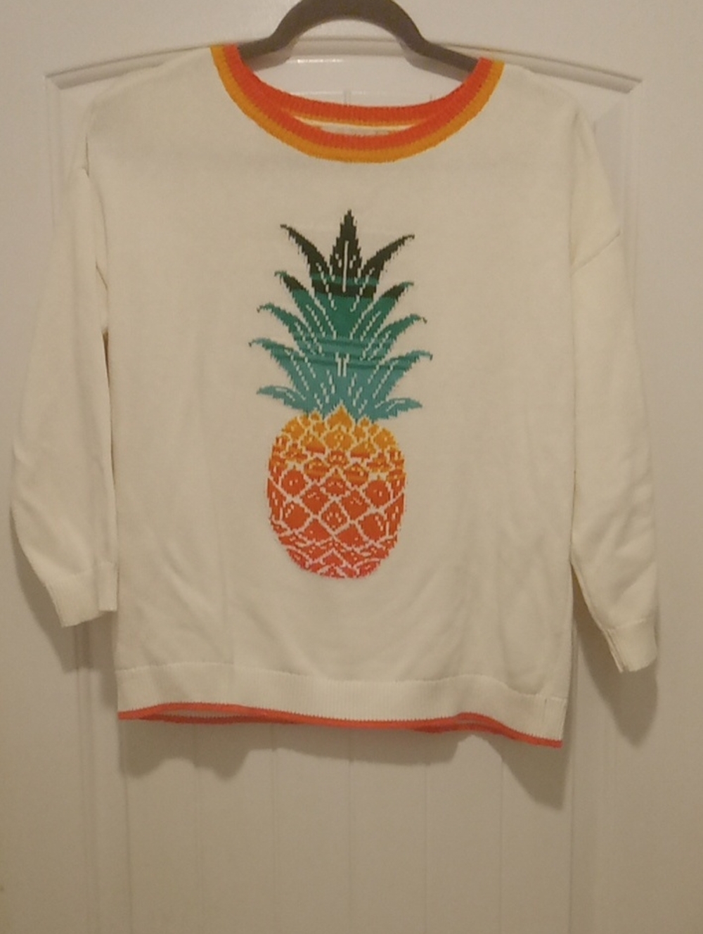 Loft White Pineapple Sweater - Women